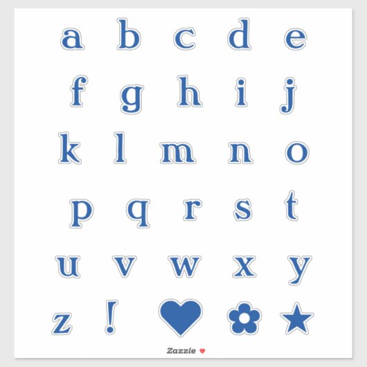 Lettres de texte bleu | Stickers Alphabet Monogram (Feuille)