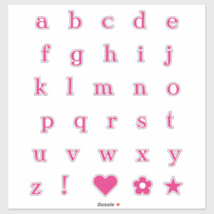Lettres de texte rose chaud   Stickers Alphabet Mo