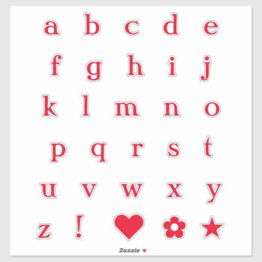 Lettres de texte rouge | Stickers Alphabet Monogra (Feuille)