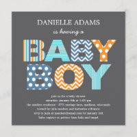 Lettres découpées Baby shower Invitation - Garçon