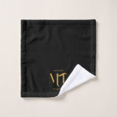 Lettres d'initiales de monogramme noir et or éléga (Gant de toilette)