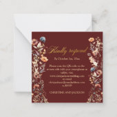 Lettres d'or Fleur sauvage Code QR Mariage Carte R (Devant)