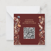 Lettres d'or Fleur sauvage Code QR Mariage Carte R (Dos)