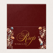 Lettres d'or Fleur sauvage mariage carte RSVP (Outside Unfolded)