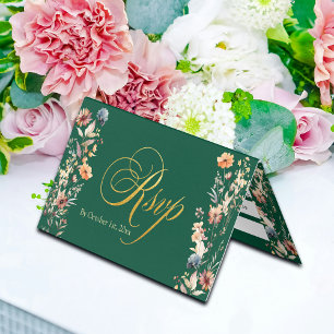 Lettres d'or Fleur sauvage mariage carte RSVP