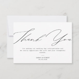 Lettres élégantes carte de remerciements mariage
