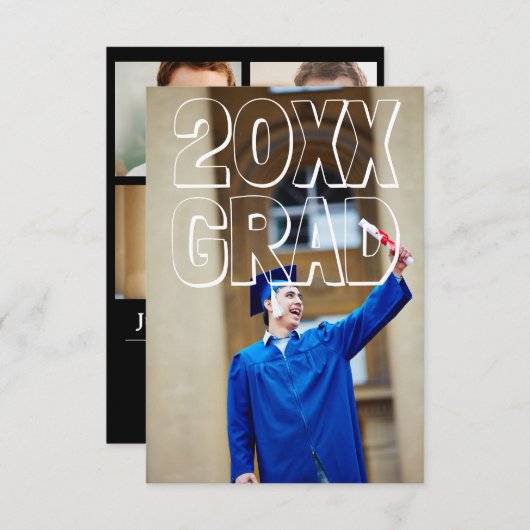 Lettres en bloc blanc - Faire-part de 3x5 (Devant / Derrière)