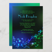 Lettres et notes hébraïques éclatantes Invitation (Devant / Derrière)