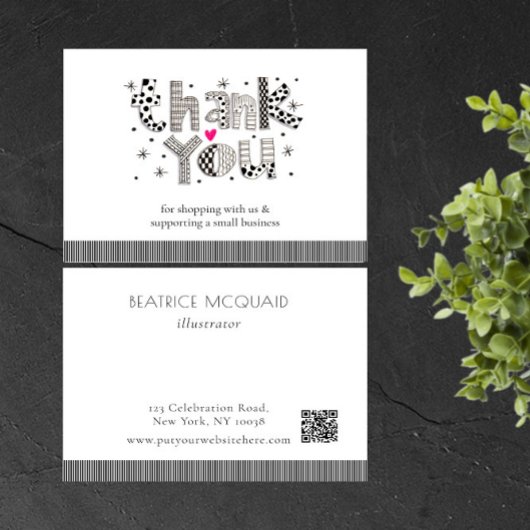 Lettres fantaisistes Carte de remerciements des pe