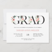 Lettres florale flush Graduation Invitation (Devant)