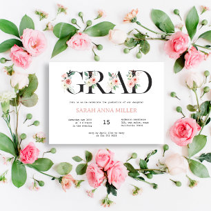 Lettres florale flush Graduation Invitation