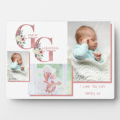 Lettres florales de Grand-mère GG | 3 Plaque photo (Devant)