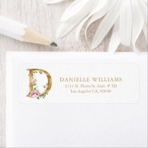 Lettres florales d'or - Monogramme D Étiquette