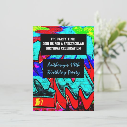 Lettres Graffiti Invitation d'anniversaire (Debout devant)