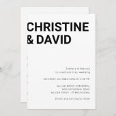 Lettres gras minimalistes simple invitation blanch (Devant / Derrière)