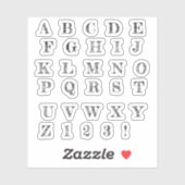 Lettres noires alphabet autocollants (Feuille)