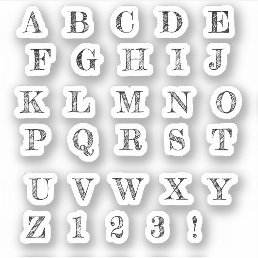 Lettres noires alphabet autocollants (Devant)