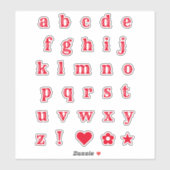 Lettres occidentales rouges | Stickers Alphabet Mo (Feuille)