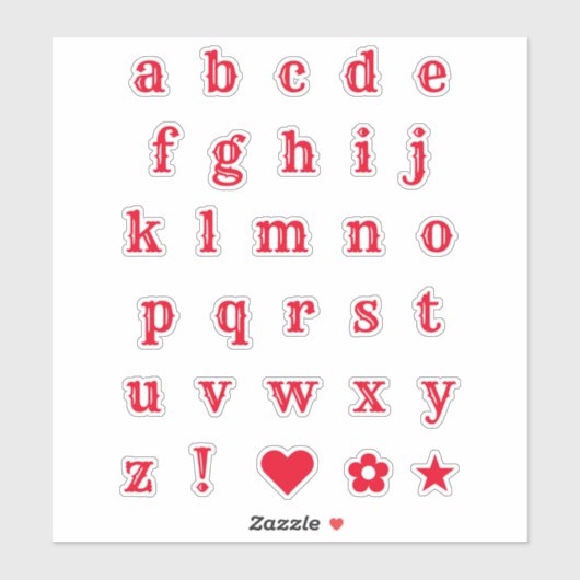 Lettres occidentales rouges | Stickers Alphabet Mo (Feuille)