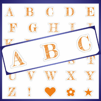 Lettres orange amusantes | Stickers Alphabet Monog