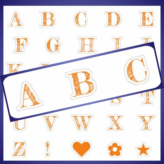 Lettres orange amusantes | Stickers Alphabet Monog