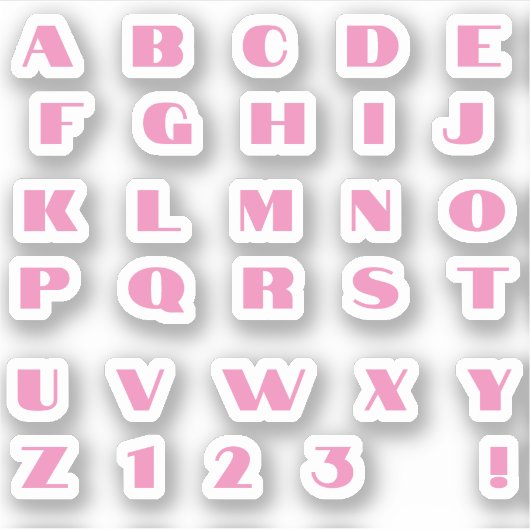 Lettres roses Alphabet Autocollants (Devant)