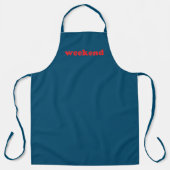 Lettres rouges "Week-end" tablier bleu turquoise (Recto)