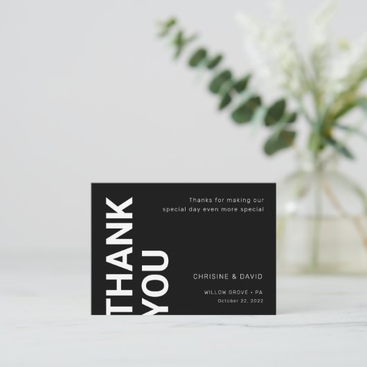 Lettres simples en gras Mariage en noir Carte de r (Debout devant)