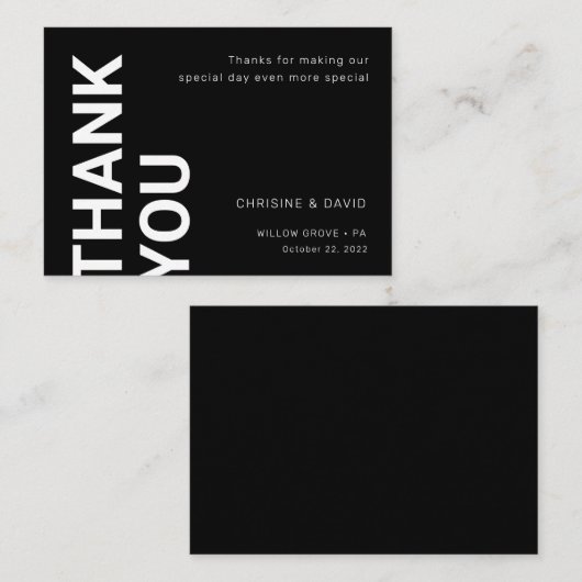 Lettres simples en gras Mariage en noir Carte de r (Devant / Derrière)