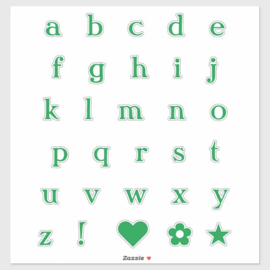 Lettres texte vertes | Stickers Alphabet Monogramm (Feuille)