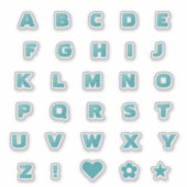 Lettres Turquoises en gras | Stickers Alphabet Mon (Devant)