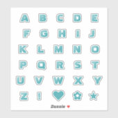 Lettres Turquoises en gras | Stickers Alphabet Mon (Feuille)