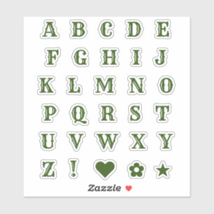 Lettres vertes occidentales Stickers Alphabet Mo