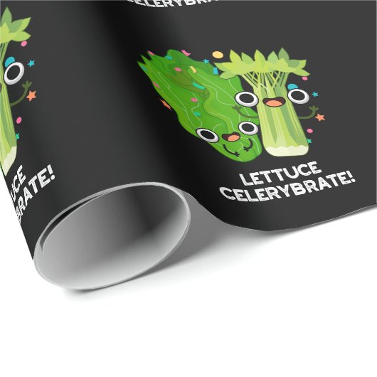 Lettuce Celerybrate Funny Veggie Pun Dark BG Cadeaupapier (Rol Hoek)