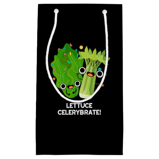 Lettuce Celerybrate Funny Veggie Pun Dark BG Klein Cadeauzakje (Voorkant)
