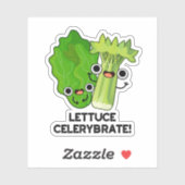 Lettuce Celerybrate Funny Veggie Pun Sticker (Vel)
