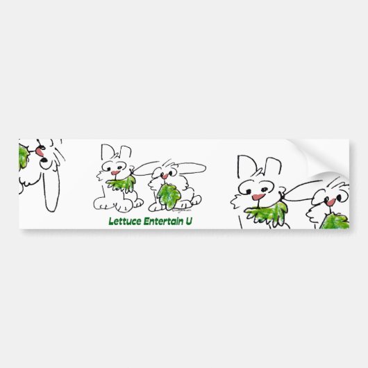 Lettuce Entertain U Cartoon Rabbits Bumpersticker (Voorkant)