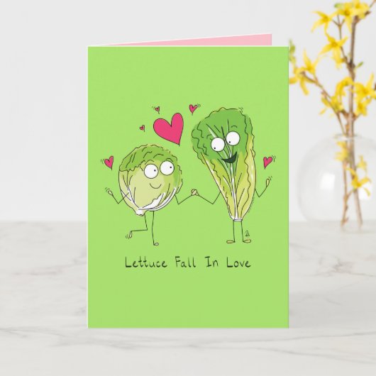 Lettuce Fall In Love - Valentijnskaart Kaart (Gele Bloem)
