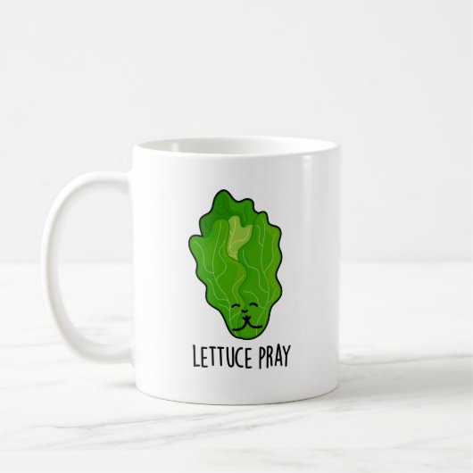 Lettuce Pray Funny Veggie Pun Koffiemok (Links)