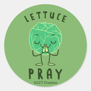 Lettuce Pray Ronde Sticker