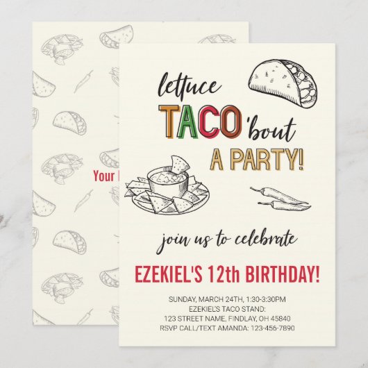 Lettuce Taco'over een feestdag Kaart (Voorkant / Achterkant)