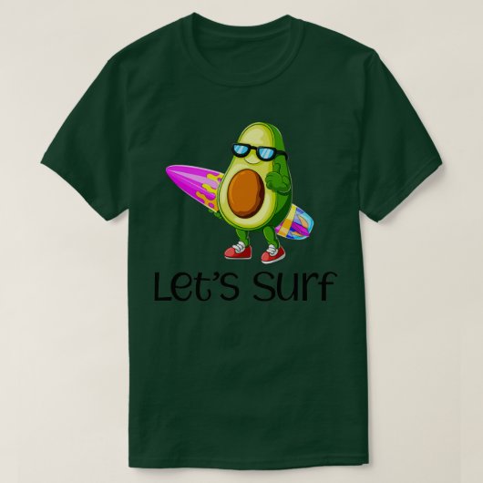 Letx27s Surf Avocado T-shirt (Design voorkant)