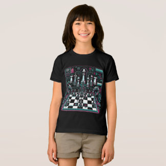 Leuchtendes Neon-Schach-Design T-Shirt