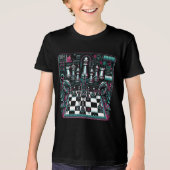Leuchtendes Neon-Schach-Design T-Shirt (Voorkant)