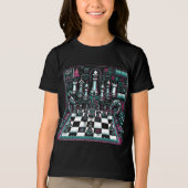Leuchtendes Neon-Schach-Design T-Shirt (Voorkant)