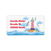 Leuchtturm & Möwen - handgemalt | maritimer Etiket (Voorkant)