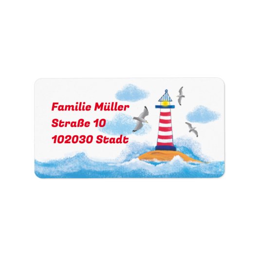 Leuchtturm & Möwen - handgemalt | maritimer Etiket (Voorkant)