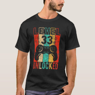 Leuk 33e Verjaardag Niveau 33 Ontgrendelde Retro G T-shirt
