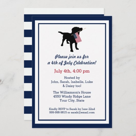 Leuk 4 juli Black Lab met Amerikaanse vlag Kaart (Voorkant / Achterkant)