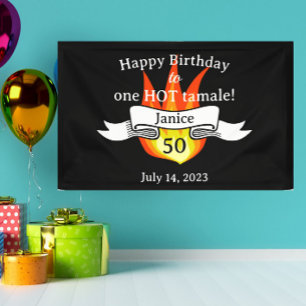 Leuk 50e verjaardag "Hot Tamale" Sassy gepersonali Spandoek